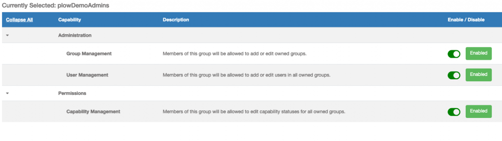 Group Capabilities Permissions OnPing